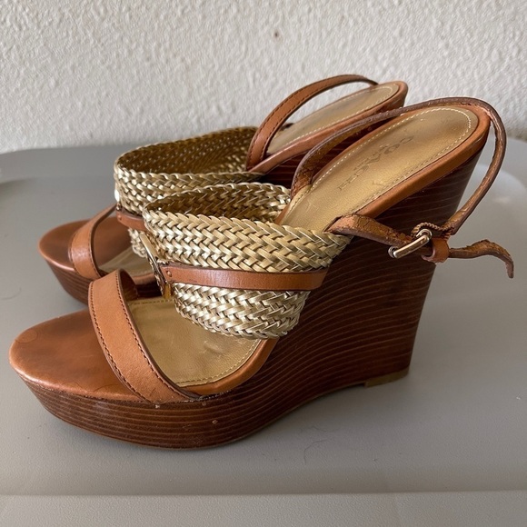 Coach Beatriz Gold Strap Platform Sandals - Picture 5 of 7